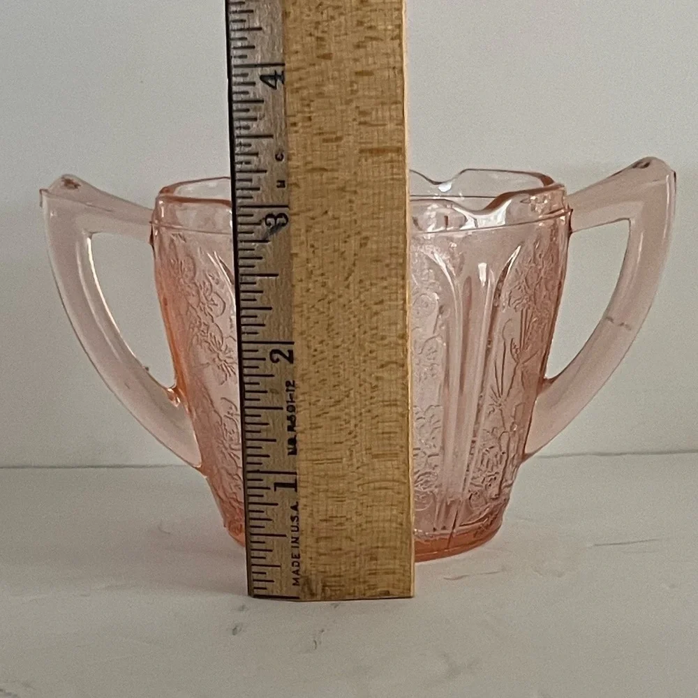 Vintage Pink Depression Glass Cherry Blossom Open Sugar